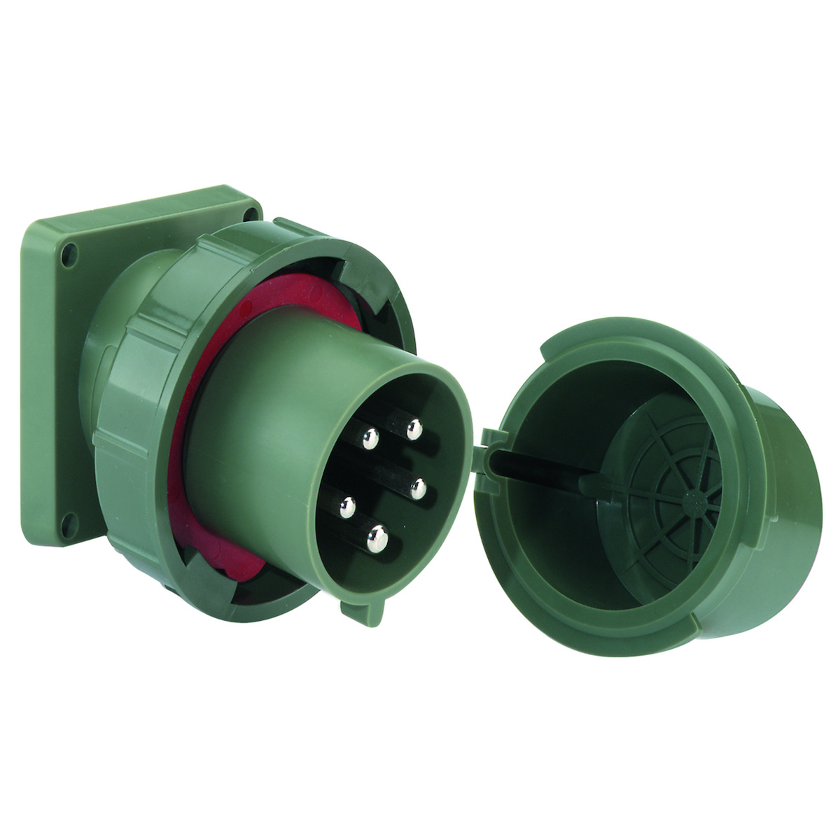 CEE-toestelcontactdoos inbouw TN, 16A+32A, BP, hittebestendig, beschermkap, IP67